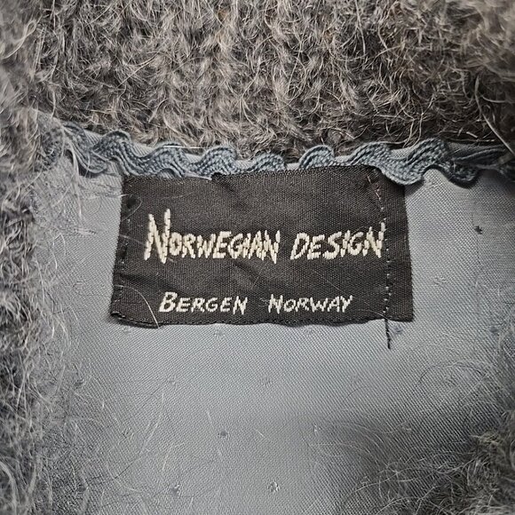 Vintage Norwegian Design Womans Small Oversized Cardigan Wool Bergen Hand Made - Picture 8 of 12